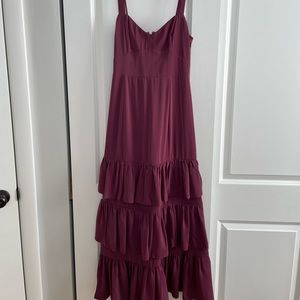 Abercrombie Ruffle Tiered Maxi Dress in burgundy